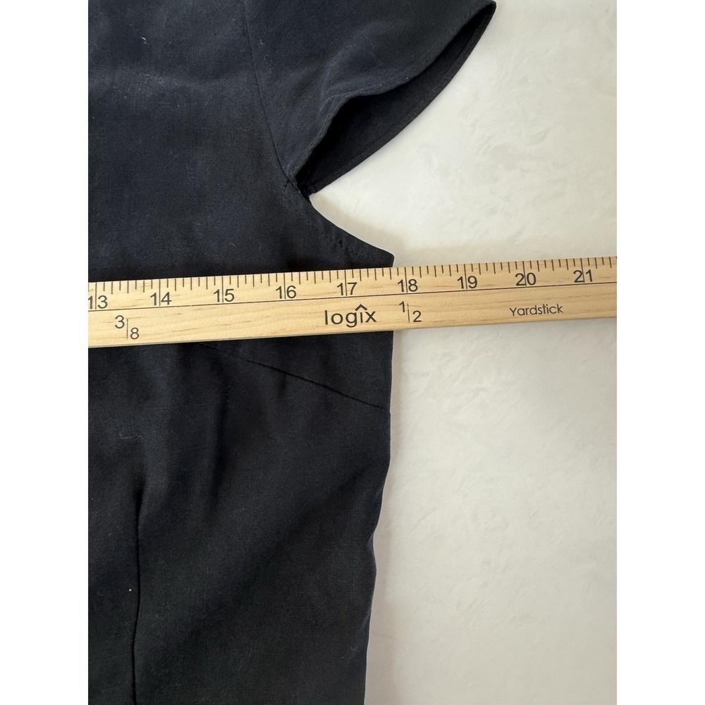 Elizabeth Klein Beyond Vintage Romper Shorts Womens Sz 8 Black Cap Sleeve Linen - Picture 11 of 12
